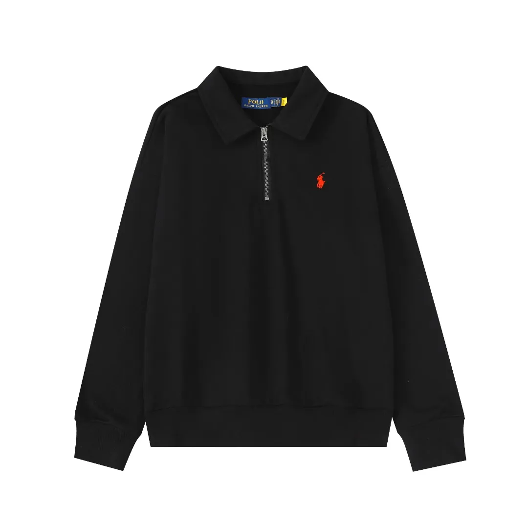 P260 #R99 Ralph Lauren pony logo eight-color half-zip lapel sweatshirt. Wear three times in one suit, easy to switch styles: Fully stand-up collar mode: crisp lapel three-dimensional windproof, taking into account warmth and cool lines, full of coolness ▫️Half-open lazy mode: slightly exposed collarbone, relaxed and comfortable | Pair with a shirt or high collar to show the intellectual atmosphere ▫️Full-open V-neck mode: Visually extends the neck-shoulder ratio | Stacking is more layered, hiding the flesh and making it look slimmer, making it easy to wear with a sense of luxury. Genderless design, shared wardrobe concept: White is gentle and elegant | Black is cool and slimming | Both colors can be used to create a couple CP look. 8 colors are available in the full line | From classic to soft | Meet all daily and occasion dressing needs Quality is reflected in the details: Micro-label logo embroidery | Loose but not procrastinating tailoring | High-grade fabrics ensure a comfortable fit. Easily manage various scenarios such as workplace commuting, weekend leisure, and date travel, effortless chic is the definition of effortless chic.  Color: Black White Navy Mint Green Khaki Pink Yellow Army Green Size: S M L